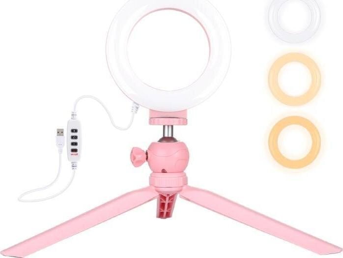 Puluz statiiv LED rõngasvalgusega 12 cm, roosa hind ja info | Fotovalgustuse seadmed | kaup24.ee