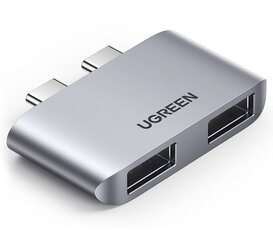Adapter UGREEN CM413, 2x USB-C to 2x USB 3.0 (grey) hind ja info | USB jagajad, adapterid | kaup24.ee
