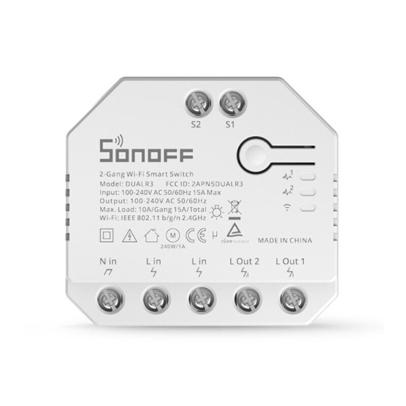 Sonoff WiFi nutikas lüliti, Dual R3 цена и информация | Lülitid ja pistikupesad | kaup24.ee