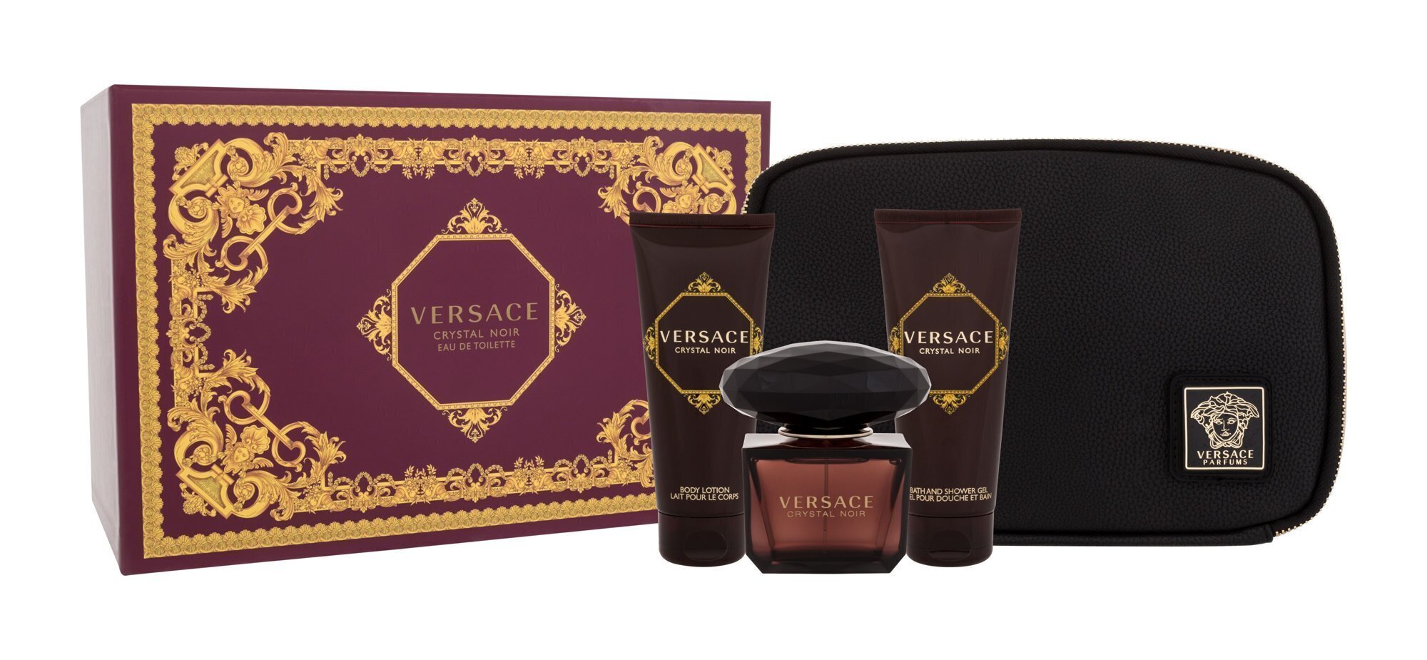 Kinkekomplekt naistele Versace Crystal Noir: parfüüm EDP, 90 ml + kehakreem, 100 ml + dušigeel, 100 ml + kosmeetikakott hind ja info | Naiste parfüümid | kaup24.ee