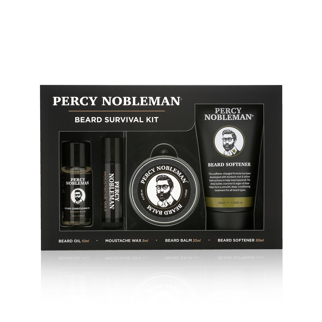 Habemehoolduskomplekt Percy Nobleman's Beard Survival Kit, 4 toodet цена и информация | Raseerimisvahendid | kaup24.ee
