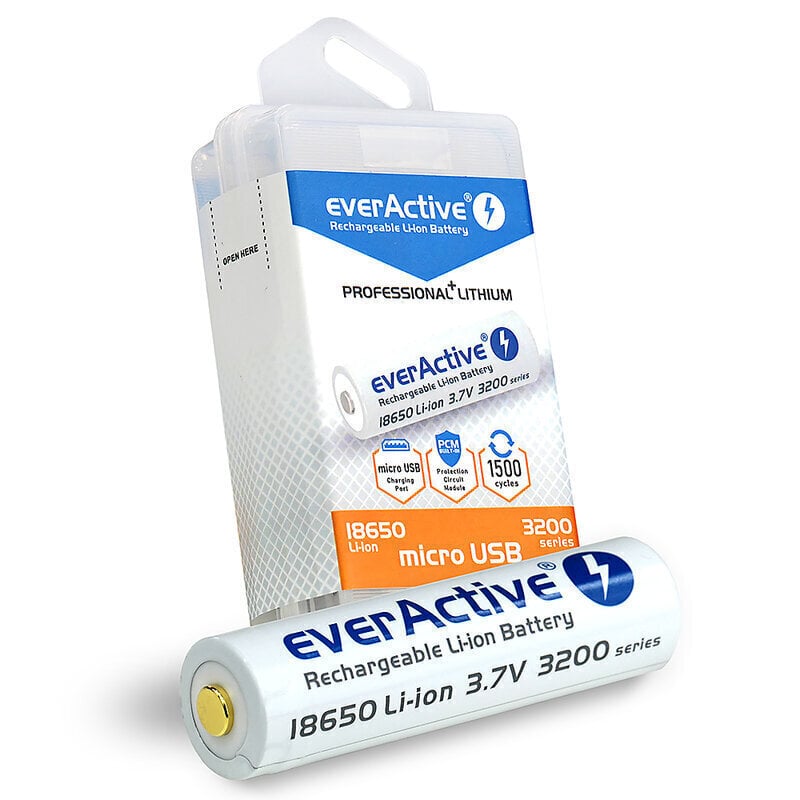 everActive USB laetav aku koos PCM-ga 18650 3200mAh hind ja info | Patareid | kaup24.ee