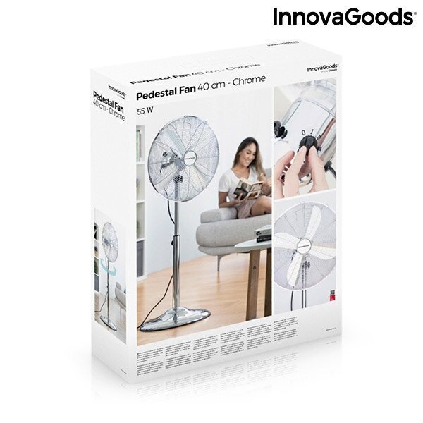 Seisuventilaator Chrome Retro InnovaGoods Ø 40 cm 55W hind ja info | Ventilaatorid | kaup24.ee