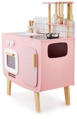 Деревянная ретро-кухня с фартуком и аксессуарами, розовая цена и информация | Игрушки для девочек | kaup24.ee