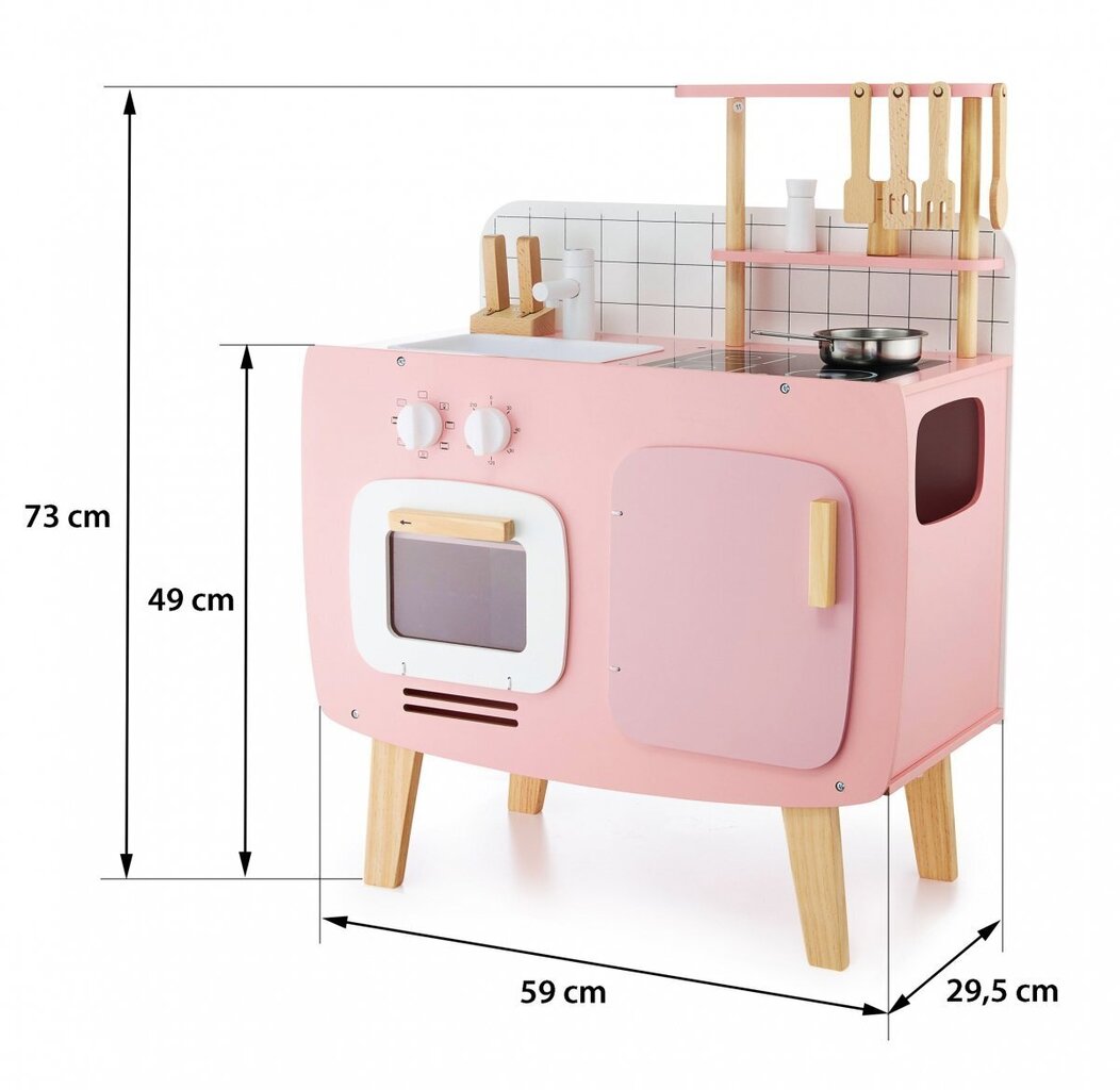 Puidust retro köök põlle ja aksessuaaridega - roosa цена и информация | Tüdrukute mänguasjad | kaup24.ee