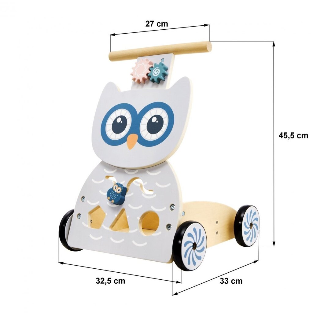Puidust multifunktsionaalne käimistool - tõukur - kuubikutega käimistool - Öökull hind ja info | Imikute mänguasjad | kaup24.ee