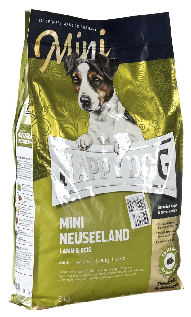 Happy Dog Mini Neuseeland toit väikest tõugu täiskasvanud koertele lambaliha ja riisiga, 8 kg hind ja info | Kuivtoit koertele | kaup24.ee