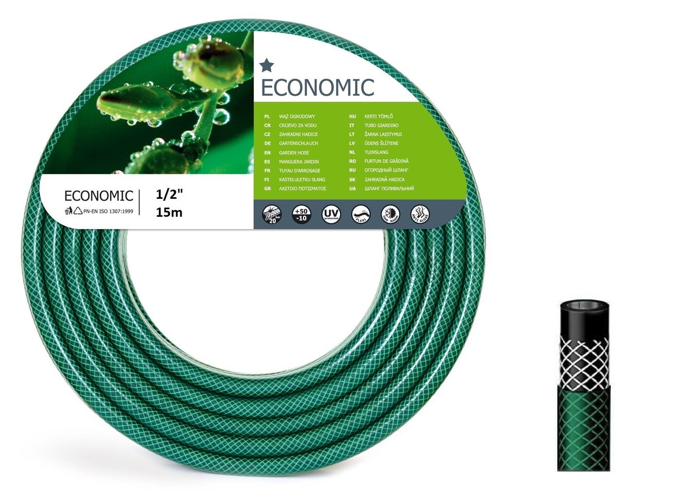 Kastmisvoolik Economic 15m 1/2" hind ja info | Kastekannud, voolikud, niisutus | kaup24.ee