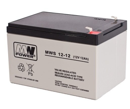 MWpower aku MWS 12V 12Ah F1 (187) AGM hind ja info | Patareid | kaup24.ee