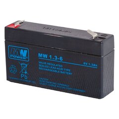 MWPower aku MW 6V 1,3Ah F1 (187) AGM, 6-9 aastat цена и информация | Батарейки | kaup24.ee
