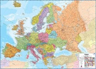 Euroopa poliitiline seinakaart, 120x165 cm hind ja info | Maailmakaardid | kaup24.ee