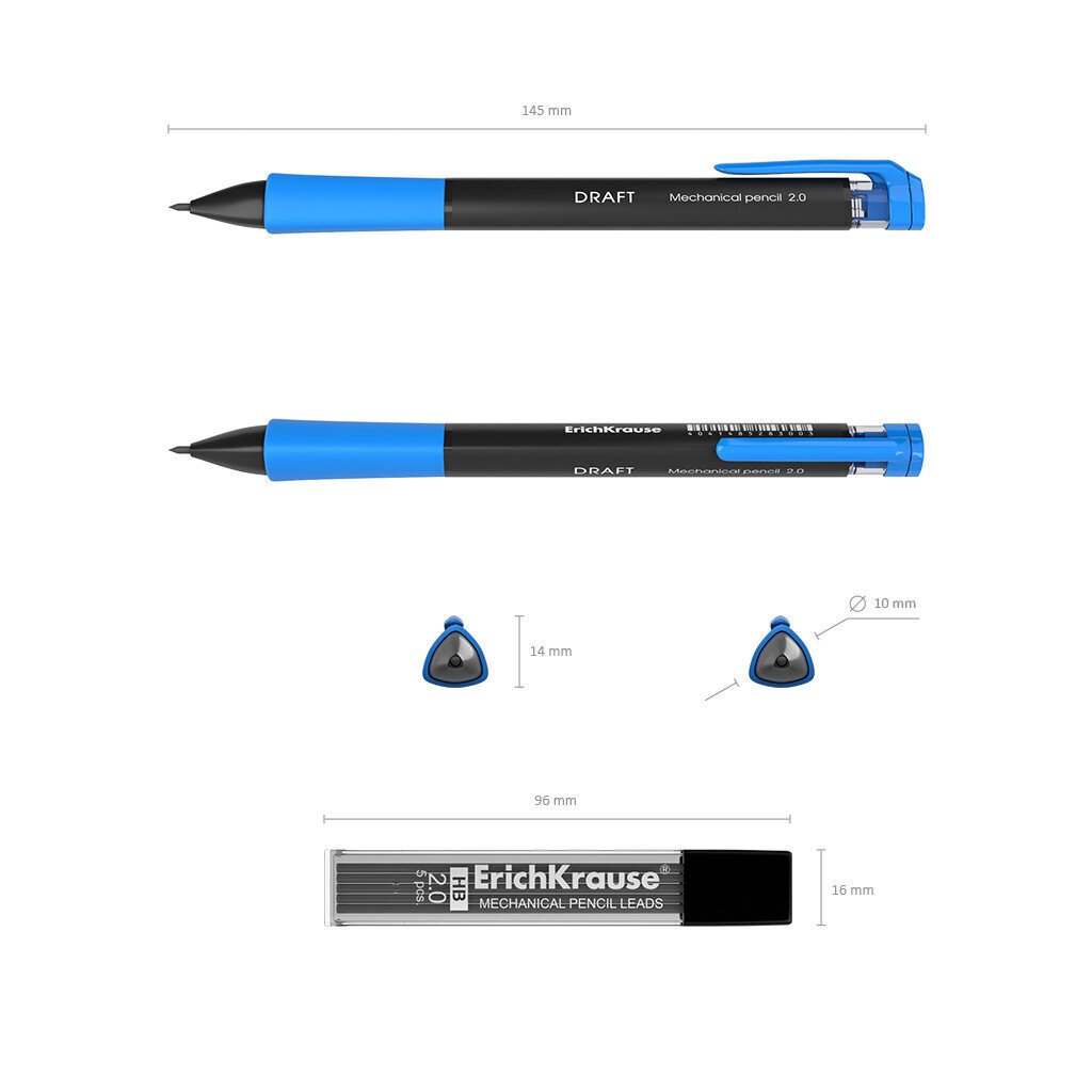 Automaatne pliiats Erich Krause Black pointer grafiidist teradega, must korpus, 0,5 mm цена и информация | Kirjutusvahendid | kaup24.ee