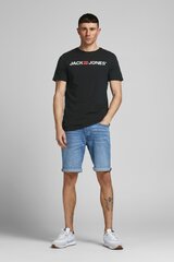 Meeste lühikeste varrukatega T-särk Jack & Jones, must 12137126 цена и информация | Мужские футболки | kaup24.ee