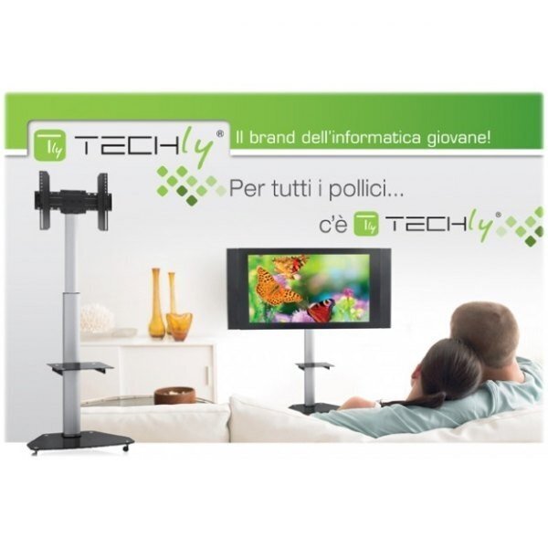 Mobiilne alus Techly TV LED/LCD 37-70", 40kg, 180cm, reguleeritav, riiuliga цена и информация | Teleri seinakinnitused ja hoidjad | kaup24.ee