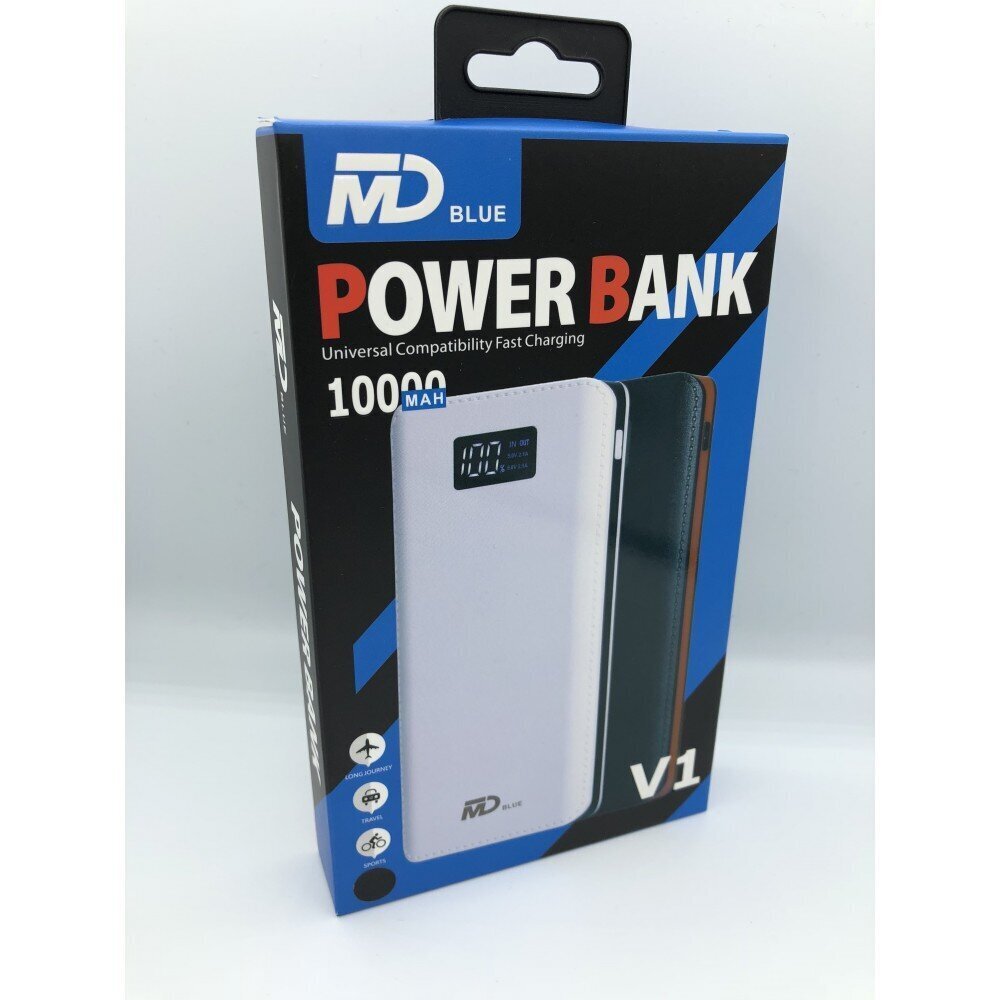 Power Banki väline aku MD blue 10000mAh LED ekraaniga, must цена и информация | Akupangad | kaup24.ee