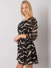 Naiste must-ekru printidega kleit. hind ja info | Kleidid | kaup24.ee