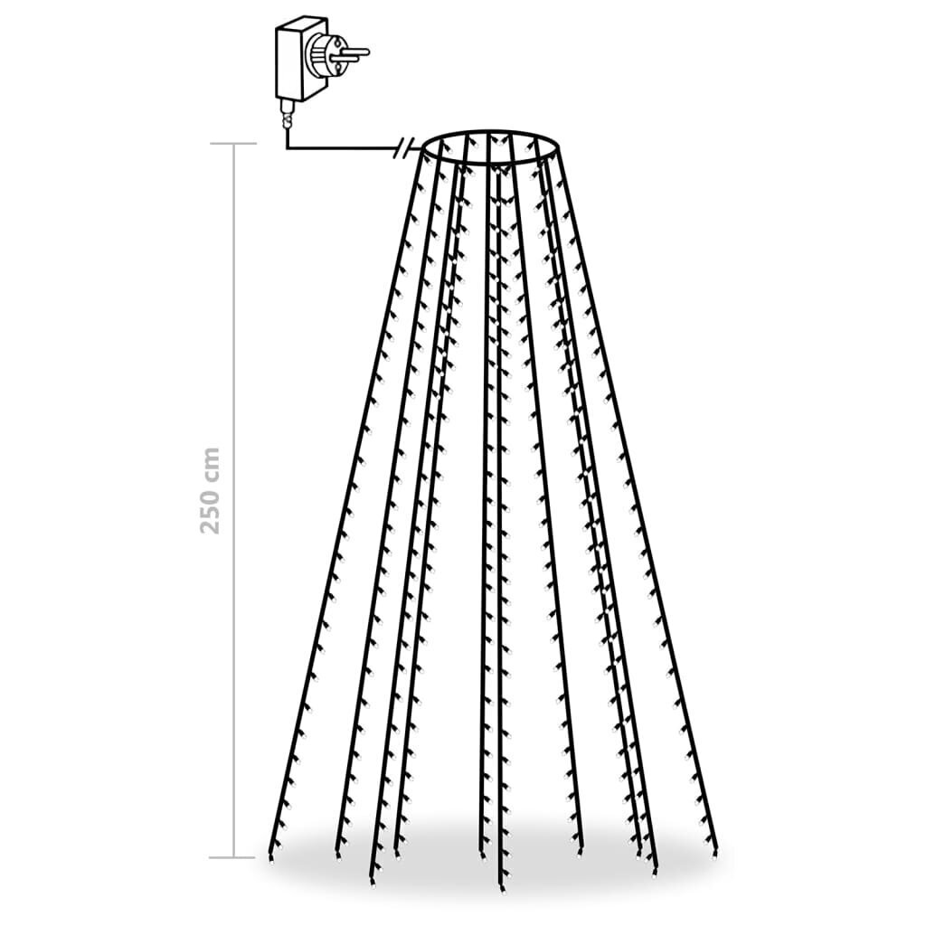 Jõulupuu tuled 250 sinise LED tulega, 250cm цена и информация | Jõulutuled | kaup24.ee