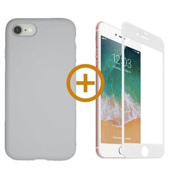 Full protection Set - silikoonist ümbris hall (ivory) + ekraani kaitseklaas telefonile iPhone 7/8, valge hind ja info | Telefoni kaaned, ümbrised | kaup24.ee