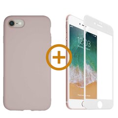 Силиконовый чехол «SoundBerry» pозовый Full protection + защитное стекло для iPhone 7/8, SE2020 белое цена и информация | Чехлы для телефонов | kaup24.ee