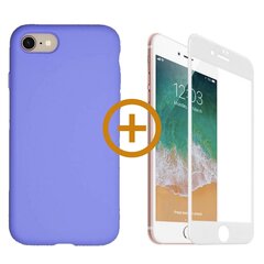 Full protection Set - silikoonist ümbris lilla (lavanda) + ekraani kaitseklaas telefonile iPhone 7/8, valge hind ja info | Telefoni kaaned, ümbrised | kaup24.ee