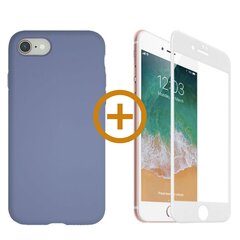 Full protection Set - silikoonist ümbris lilla (mauve) + ekraani kaitseklaas telefonile iPhone 7/8, valge hind ja info | Telefoni kaaned, ümbrised | kaup24.ee