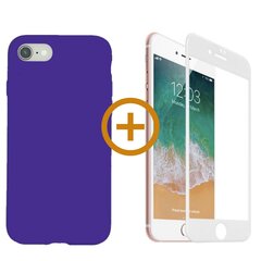 Силиконовый чехол «SoundBerry» фиолетовый Full protection + защитное стекло для iPhone 7/8, SE2020 белое цена и информация | Чехлы для телефонов | kaup24.ee