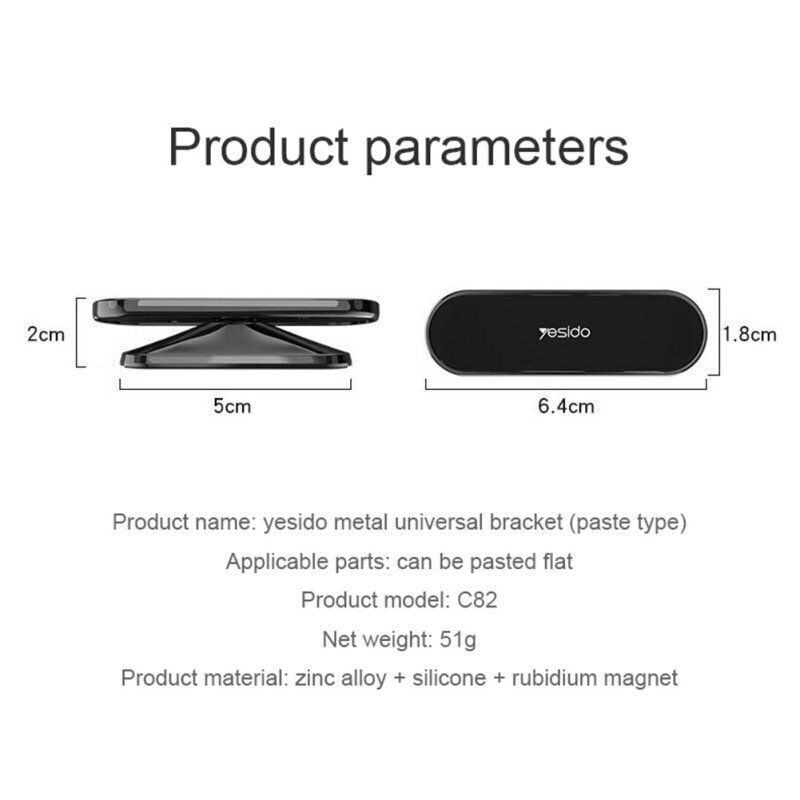 Yesido 360 rotation Magnetic Holder Zink Alloy Strong adsorption magnetiline hoidik hind ja info | Mobiiltelefonide hoidjad | kaup24.ee