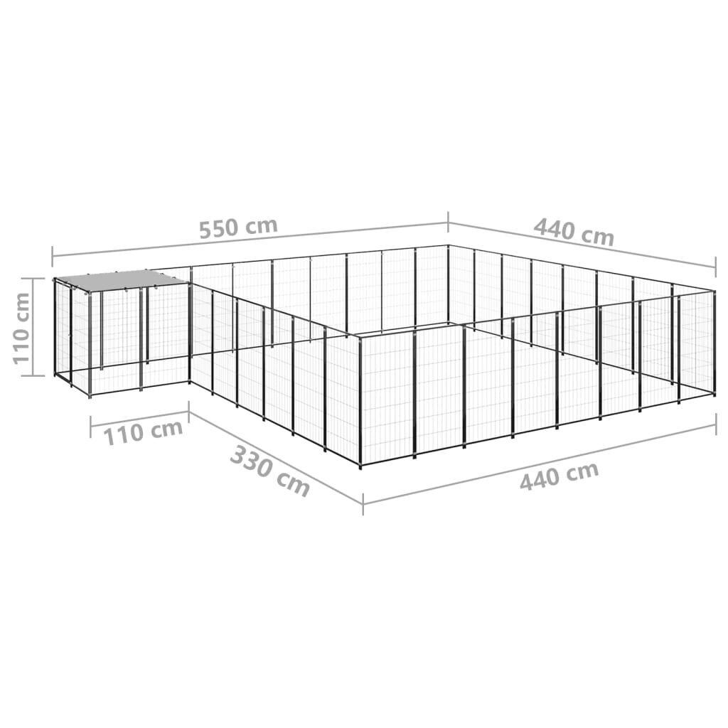 Koerte aedik, must, 20,57 m², teras цена и информация | Pesad, kuudid | kaup24.ee