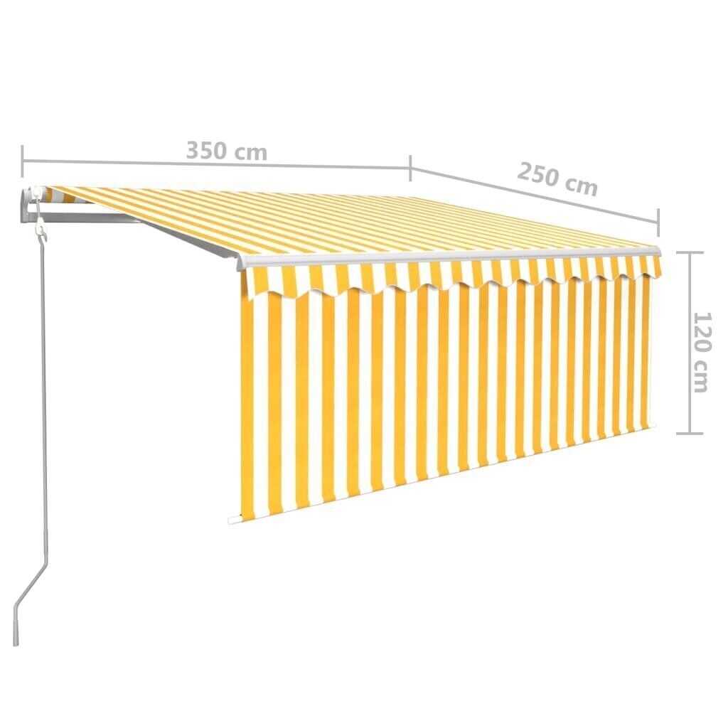 Markiis kardin/LED/tuuleandur, 3,5x2,5 m, kollane hind ja info | Päikesevarjud, markiisid ja alused | kaup24.ee