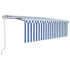 Markiis kardin/LED/tuuleanduriga, 4x3 m, Sinine hind ja info | Päikesevarjud, markiisid ja alused | kaup24.ee