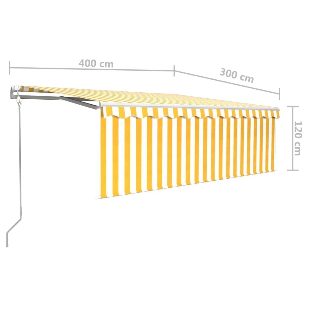 Markiis kardin/LED/tuuleandur, 4x3 m, kollane hind ja info | Päikesevarjud, markiisid ja alused | kaup24.ee