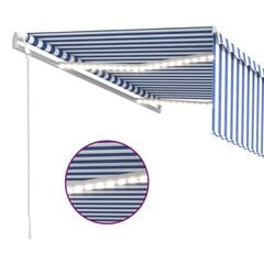 Markiis kardin/LED/tuuleanduriga, 4,5x3 m, Sinine hind ja info | Päikesevarjud, markiisid ja alused | kaup24.ee