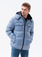 Мужская стеганая зимняя куртка Ombre C518, голубая цена и информация | Мужские куртки | kaup24.ee