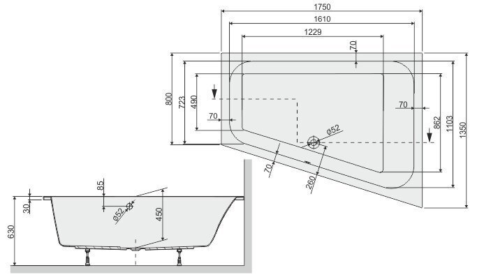 Vann Sanplast FreeLine WTL(P)/FREE hind ja info | Vannid | kaup24.ee