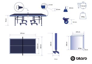 Стол для настольного тенниса Bilaro Master Outdoor, синий цена и информация | Теннисные столы и чехлы | kaup24.ee