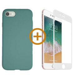 Silikoonist ümbris + ekraani kaitseklaas, Full protection Set - telefonile iPhone 7/8, valge hind ja info | Telefoni kaaned, ümbrised | kaup24.ee