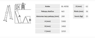 Alumiiniumist redel, kokkupandav, 4-osaline Lansi hind ja info | Redelid | kaup24.ee