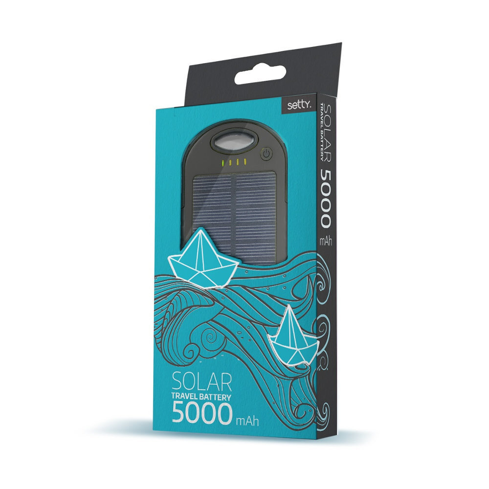 Solar akupank 5000mAh : 5V 1A + 1A + Micro USB цена и информация | Akupangad | kaup24.ee