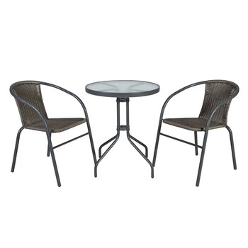 Rõdukomplekt BISTRO laud ja 2 tooli (20563), metallraam, värvus: hall hind ja info | Aiamööbli komplektid | kaup24.ee