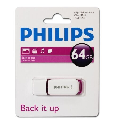 Philips USB 2.0 Mälupulk Snow Edition (violetne) 64 GB цена и информация | Mälupulgad | kaup24.ee