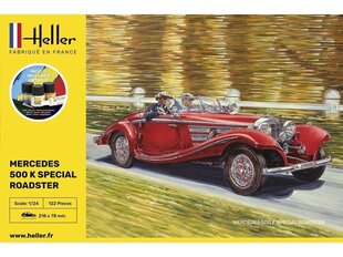 Сборнaя модель для склеивания Heller - 500 K Special Roadster Starter Set, 1/24, 56710 цена и информация | Конструкторы и кубики | kaup24.ee