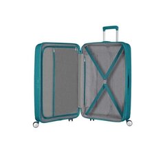 American Tourister большой чемодан Soundbox Spinner Expandable 77см, зеленый цена и информация | Чемоданы, дорожные сумки | kaup24.ee