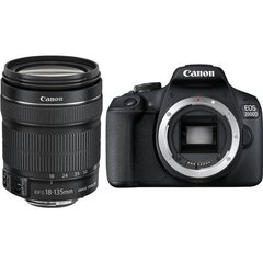 Canon EOS 2000D + 18-135mm IS Kit, black цена и информация | Фотоаппараты | kaup24.ee