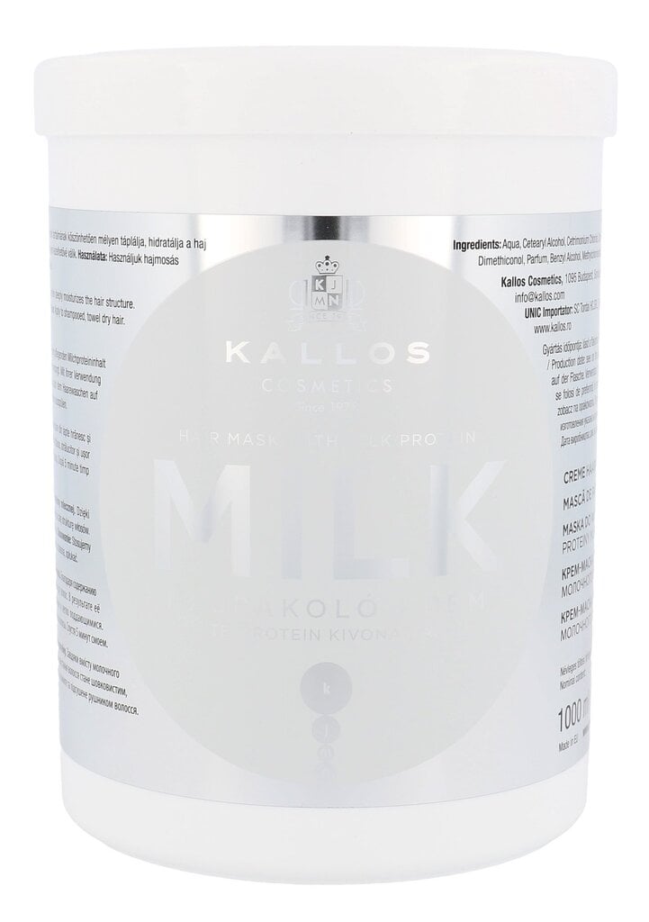 Mask kuivadele juustele Kallos Milk 1000 ml hind ja info | Maskid, õlid, seerumid | kaup24.ee