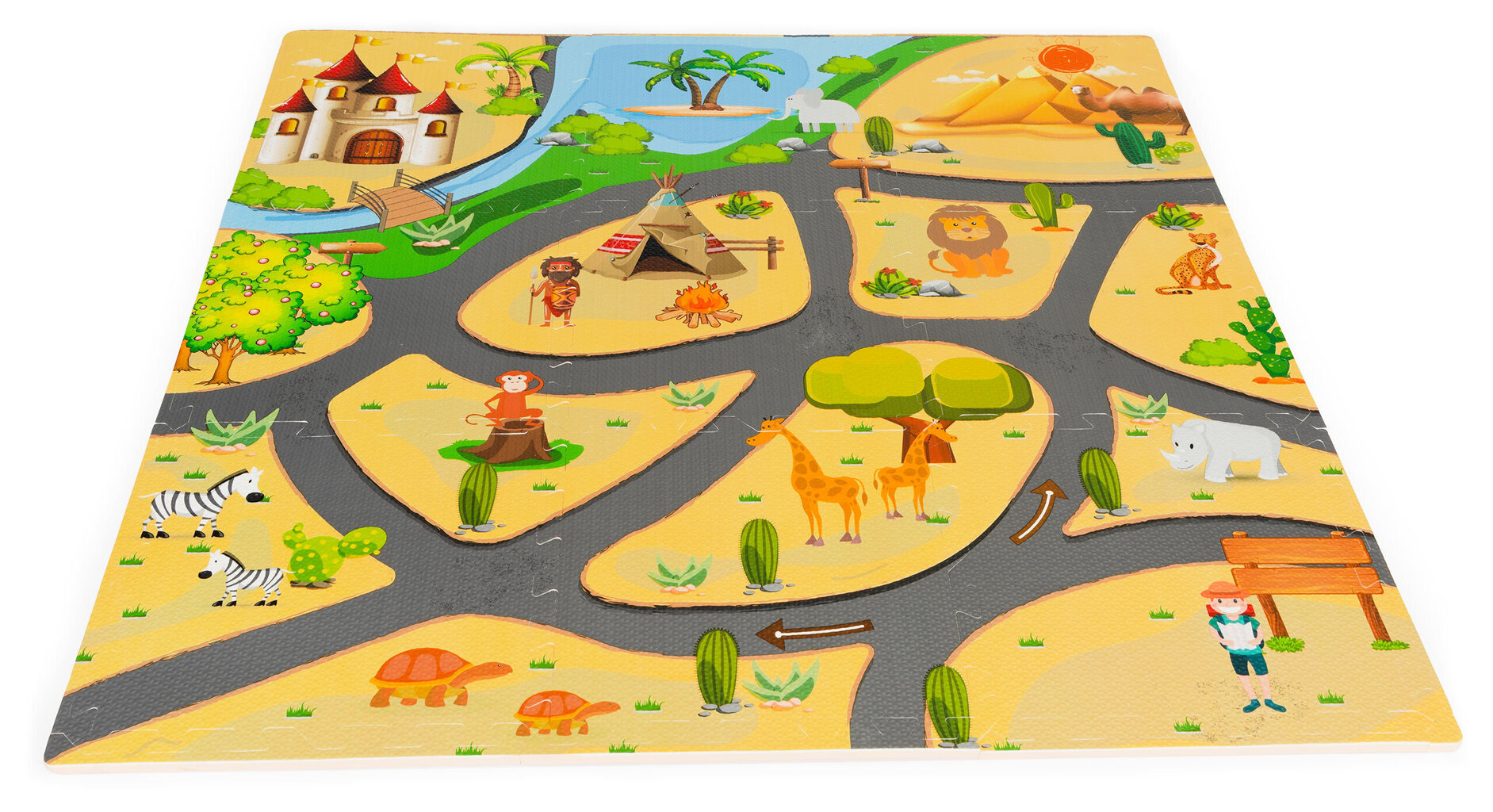 Laste matt Ecotoys Safari 9-osaline, 93x93 cm цена и информация | Tegelustekid | kaup24.ee