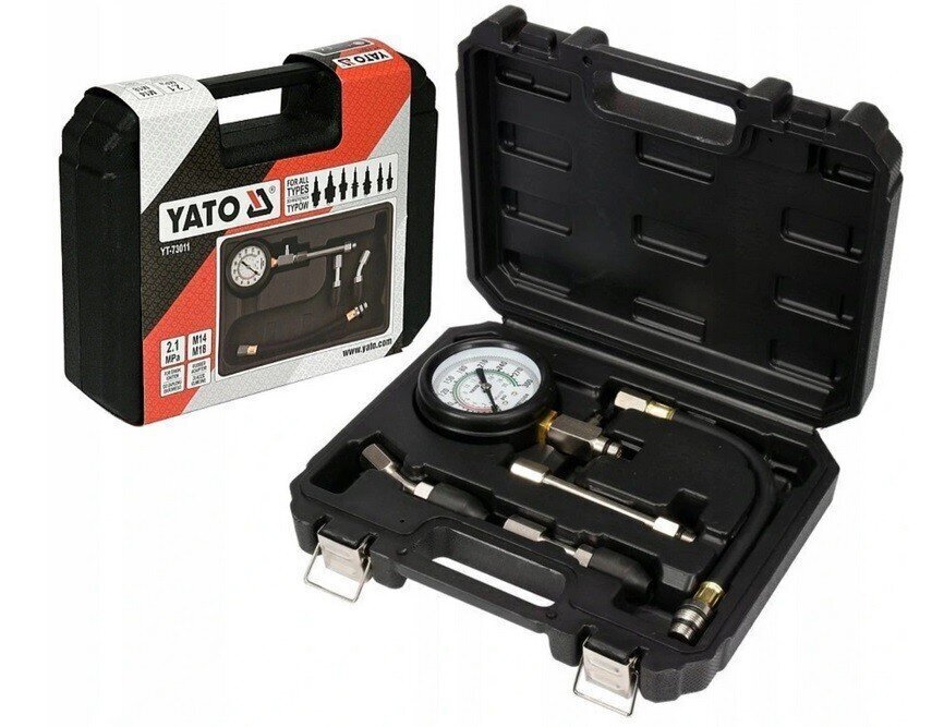 Kompressioonimõõdikute komplekt otsikutega YATO, YT-73011 цена и информация | Käsitööriistad | kaup24.ee