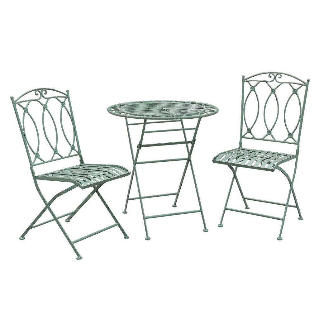 Rõdukomplekt Mint laud ja 2 tooli, antiikroheline цена и информация | Aiamööbli komplektid | kaup24.ee