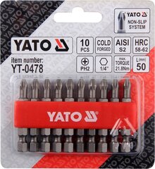 Otsikute komplekt 10 tk Yato PH2x50mm 1/4" hind ja info | Käsitööriistad | kaup24.ee