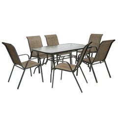 Садовая мебель Dublin, стол и 6 стульев, 150x90x72cм, коричневая цена и информация | Комплекты уличной мебели | kaup24.ee