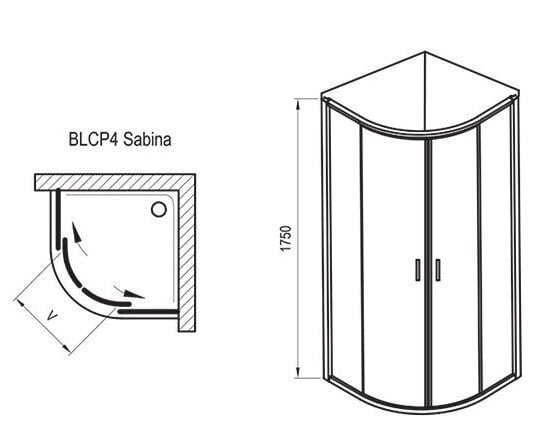 Sektor dušikabiin Ravak BLCP4-90 Sabina, läbipaistev klaas hind ja info | Dušikabiinid | kaup24.ee